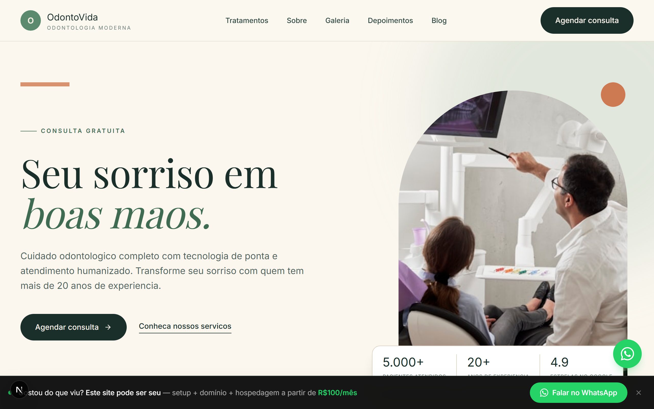 Preview do template Dentista Confiança