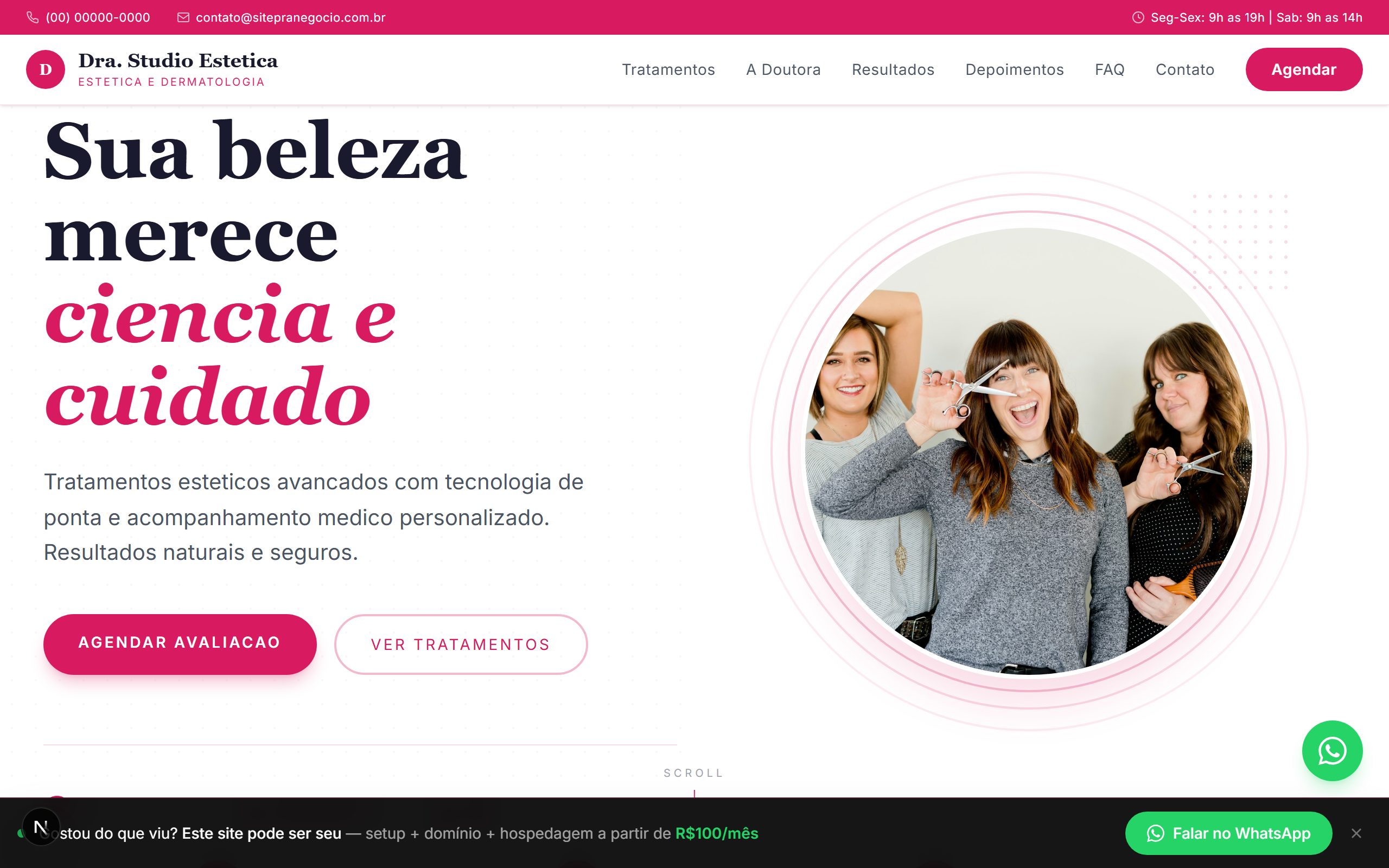 Preview do template Estética Clinical