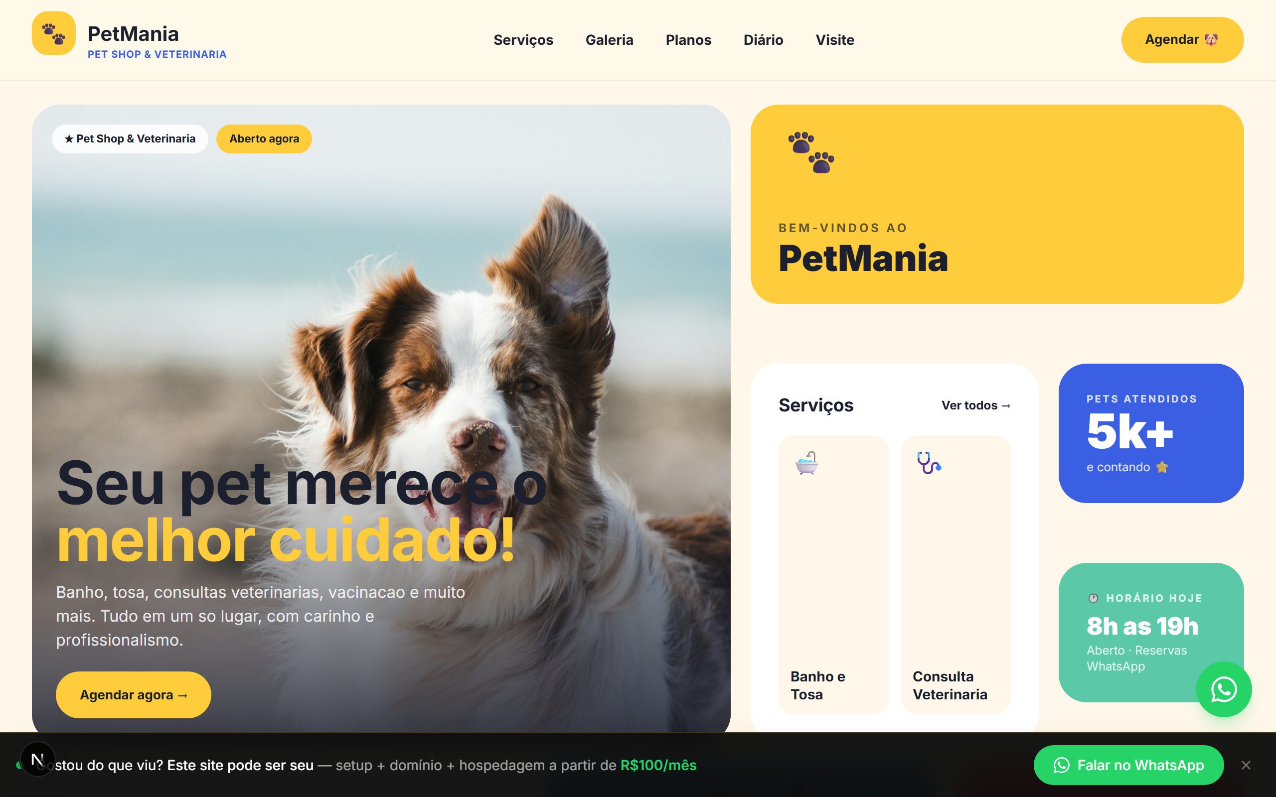Preview do template Pet Shop Divertido
