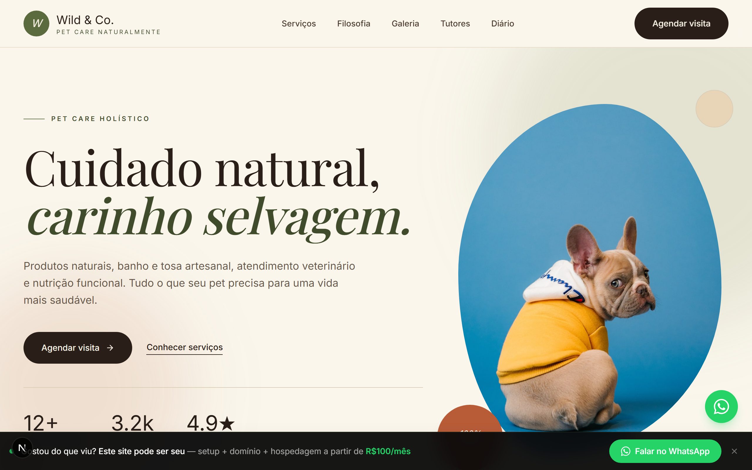 Preview do template Pet Shop Natural